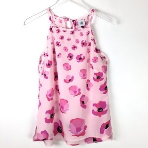 CAbi Pink Floating Poppy Tie Back Halter Top
